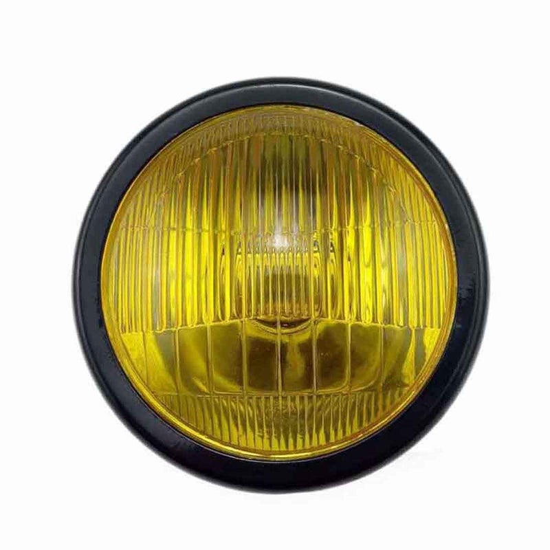YIBO Vintage Motorcycle Headlight Cafe Racer Head Light Decorative Lights Modified Motorbiker Vintage Head Light With Grill Cover (Amber Lens) - Image 1